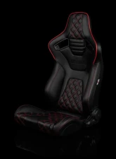 Braum Racing Elite-X Series Sport Seats (Pair) - Black Diamond w/ Red Trim                                     - BRR1X-BDDRS - Image 4