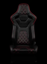 Braum Racing Elite-X Series Sport Seats (Pair) - Black Diamond w/ Red Trim                                     - BRR1X-BDDRS - Image 2