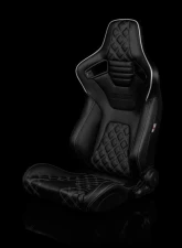 Braum Racing Elite-X Series Sport Seats (Pair) - Black Diamond w/ White Trim                                     - BRR1X-BDDWS - Image 5