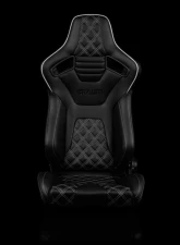 Braum Racing Elite-X Series Sport Seats (Pair) - Black Diamond w/ White Trim                                     - BRR1X-BDDWS - Image 2