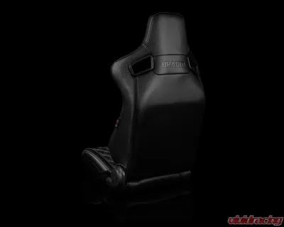 Braum Racing Elite-X Series Sport Seats (Pair) - Black Diamond w/ White Trim - BRR1X-BDDWS