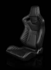 Braum Racing Elite-X Series Sport Seats (Pair) - Black Diamond w/ Grey Stitching                                     - BRR1X-BDGS - Image 5