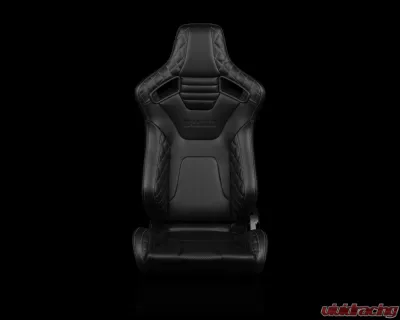 Braum Racing Elite-X Series Sport Seats (Pair) - Black Diamond w/ Grey Stitching - BRR1X-BDGS