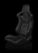 Braum Racing Elite-X Series Sport Seats (Pair) - Black Leatherette w/ Black Stitching                                     - BRR1X-BKBS - Image 5