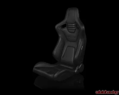 Braum Racing Elite-X Series Sport Seats (Pair) - Black Leatherette w/ Black Stitching - BRR1X-BKBS