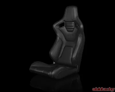 Braum Racing Elite-X Series Fixed Back Sport Seat (Each) - Black Leatherette w/ Black Stitching - BRR1X-BKFB