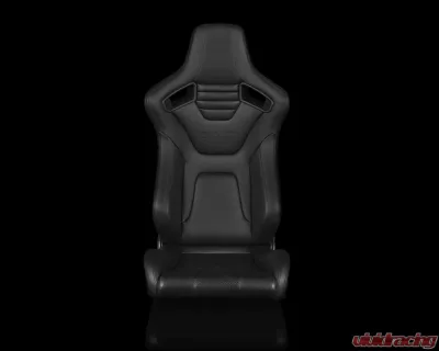 Braum Racing Elite-X Series Fixed Back Sport Seat (Each) - Black Leatherette w/ Black Stitching - BRR1X-BKFB