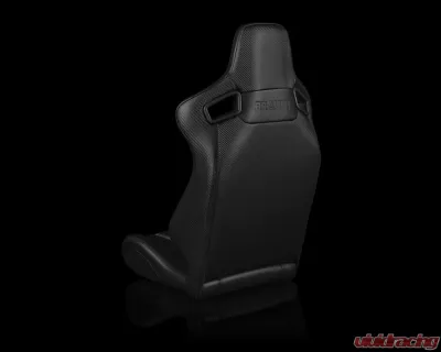 Braum Racing Elite-X Series Fixed Back Sport Seat (Each) - Black Leatherette w/ Black Stitching - BRR1X-BKFB