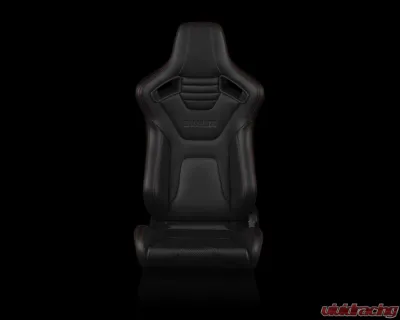 Braum Racing Elite-X Series Sport Seats (Pair) - Black Leatherette w/ Red Stitching - BRR1X-BKRS