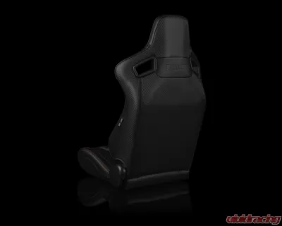 Braum Racing Elite-X Series Sport Seats (Pair) - Black Leatherette w/ Red Stitching - BRR1X-BKRS