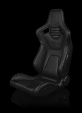 Braum Racing Elite-X Series Sport Seats (Pair) - Black Leatherette w/ White Stitching                                     - BRR1X-BKWS - Image 5