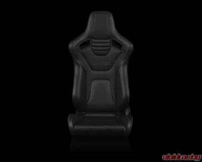 Braum Racing Elite-X Series Sport Seats (Pair) - Black Leatherette w/ White Stitching - BRR1X-BKWS