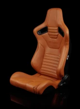 Braum Racing Elite-X Series Sport Seats (Pair) - British Tan Leatherette w/ Black Stitching                                     - BRR1X-BTBS - Image 4