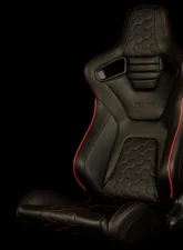 Braum Racing Elite-X Series Sport Seats (Pair) - Black Honeycomb w/ Red Trim                                     - BRR1X-HXRS - Image 4