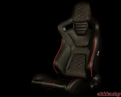 Braum Racing Elite-X Series Sport Seats (Pair) - Black Honeycomb w/ Red Trim - BRR1X-HXRS