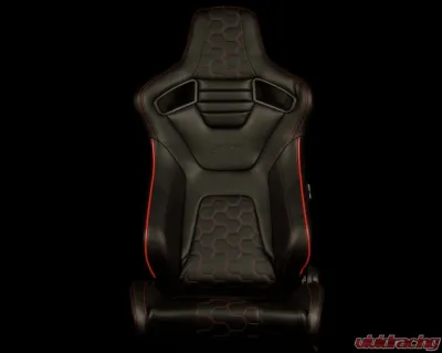 Braum Racing Elite-X Series Sport Seats (Pair) - Black Honeycomb w/ Red Trim - BRR1X-HXRS
