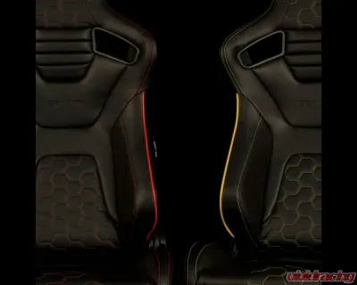 Braum Racing Elite-X Series Sport Seats (Pair) - Black Honeycomb w/ Red Trim - BRR1X-HXRS