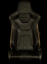 Braum Racing Elite-X Series Sport Seats (Pair) - Black Honeycomb w/ Yellow Trim                                     - BRR1X-HXYS - Image 2