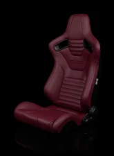 Braum Racing Elite-X Series Sport Seats (Pair) - Maroon Leatherette w/ Black Stitching                                     - BRR1X-MRBS - Image 4