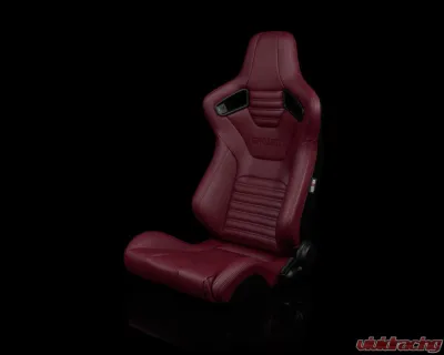 Braum Racing Elite-X Series Sport Seats (Pair) - Maroon Leatherette w/ Black Stitching - BRR1X-MRBS