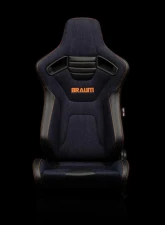 Braum Racing Elite-X Series Sport Seats (Pair) - Navy Denim w/ Orange Stitching                                     - BRR1X-NDOS - Image 2
