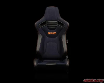 Braum Racing Elite-X Series Sport Seats (Pair) - Navy Denim w/ Orange Stitching - BRR1X-NDOS