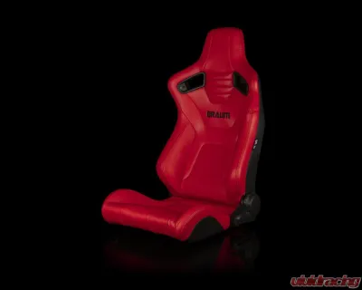 Braum Racing Elite-X Series Sport Seats (Pair) - Red Leatherette w/ Black Stitching - BRR1X-RDBS