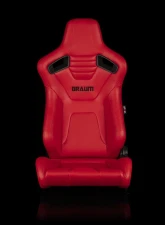 Braum Racing Elite-X Series Sport Seats (Pair) - Red Leatherette w/ Black Stitching                                     - BRR1X-RDBS - Image 2