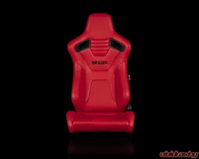 Braum Racing Elite-X Series Sport Seats (Pair) - Red Leatherette w/ Black Stitching - BRR1X-RDBS