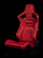 Braum Racing Elite-X Series Sport Seats (Pair) - Red Diamond w/ Black Trim                                     - BRR1X-RDDBS - Image 4
