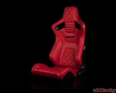Braum Racing Elite-X Series Sport Seats (Pair) - Red Diamond w/ Black Trim - BRR1X-RDDBS