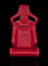 Braum Racing Elite-X Series Sport Seats (Pair) - Red Diamond w/ Black Trim                                     - BRR1X-RDDBS - Image 2