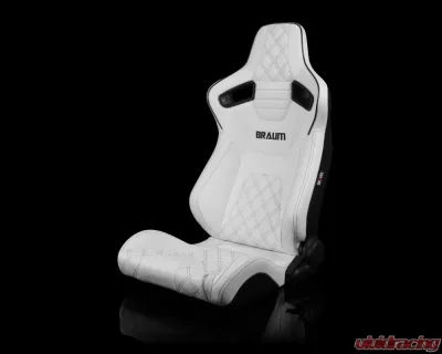 Braum Racing Elite-X Series Sport Seats (Pair) - White Diamond w/ Black Trim - BRR1X-WDDBS