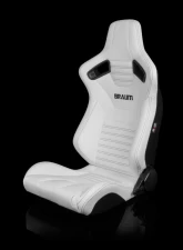 Braum Racing Elite-X Series Sport Seats (Pair) - White Leatherette w/ Black Stitching                                     - BRR1X-WHBS - Image 5