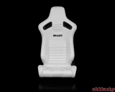 Braum Racing Elite-X Series Sport Seats (Pair) - White Leatherette w/ Black Stitching - BRR1X-WHBS