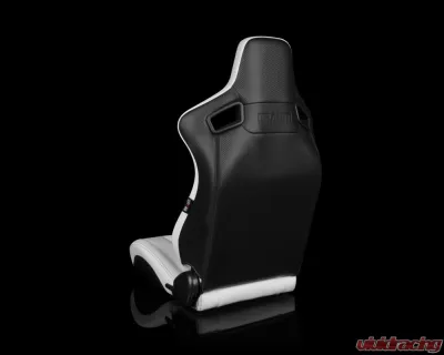 Braum Racing Elite-X Series Sport Seats (Pair) - White Leatherette w/ Black Stitching - BRR1X-WHBS