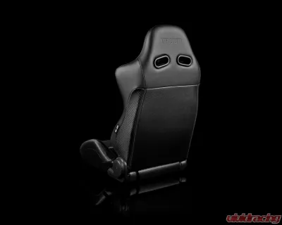 Braum Racing Advan Series Sport Seats (Pair) - Black Leatherette w/ Carbon Insert - BRR2-BKBK