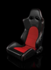 Braum Racing Advan Series Sport Seats (Pair) - Black Leatherette w/ Red Fabric Insert                                     - BRR2-BKRD - Image 5