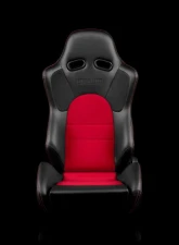 Braum Racing Advan Series Sport Seats (Pair) - Black Leatherette w/ Red Fabric Insert                                     - BRR2-BKRD - Image 2