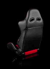 Braum Racing Advan Series Sport Seats (Pair) - Black Leatherette w/ Red Fabric Insert                                     - BRR2-BKRD - Image 3