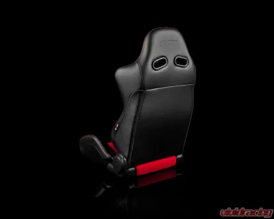 Braum Racing Advan Series Sport Seats (Pair) - Black Leatherette w/ Red Fabric Insert - BRR2-BKRD