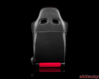 Braum Racing Advan Series Sport Seats (Pair) - Black Leatherette w/ Red Fabric Insert - BRR2-BKRD