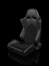 Braum Racing Advan Series Sport Seats (Pair) - Black Leatherette w/ Red Stitching                                     - BRR2-BKRS - Image 5