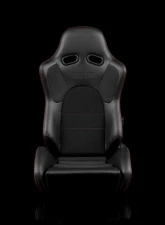 Braum Racing Advan Series Sport Seats (Pair) - Black Leatherette w/ Red Stitching                                     - BRR2-BKRS - Image 2