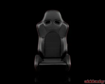 Braum Racing Advan Series Sport Seats (Pair) - Black Leatherette w/ Red Stitching - BRR2-BKRS