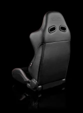 Braum Racing Advan Series Sport Seats (Pair) - Black Leatherette w/ Red Stitching                                     - BRR2-BKRS - Image 3
