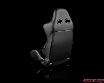 Braum Racing Advan Series Sport Seats (Pair) - Black Leatherette w/ Red Stitching - BRR2-BKRS