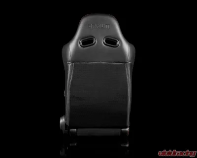 Braum Racing Advan Series Sport Seats (Pair) - Black Leatherette w/ Red Stitching - BRR2-BKRS