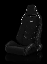 Braum Racing Viper-X Series Sport Seats (Pair) - Black Jacquard w/ White Piping                                     - BRR3-BFWP3 - Image 7