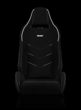Braum Racing Viper-X Series Sport Seats (Pair) - Black Jacquard w/ White Piping                                     - BRR3-BFWP3 - Image 2